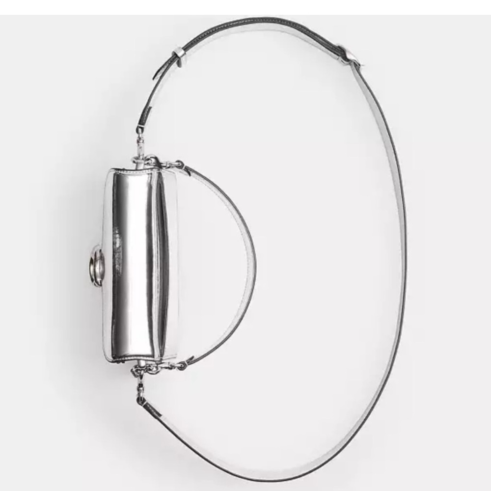 Coach Silver Metallic Leather Shoulder Strap (New, Long shoulder strap)